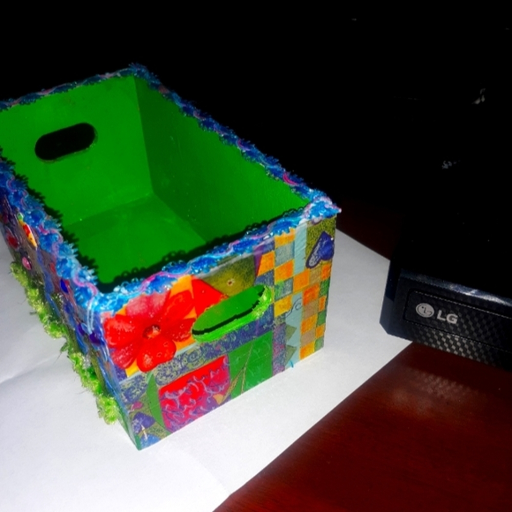 Hand painted decorated wood box